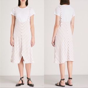 Maje Rabano Striped Suspender Midi Dress Small